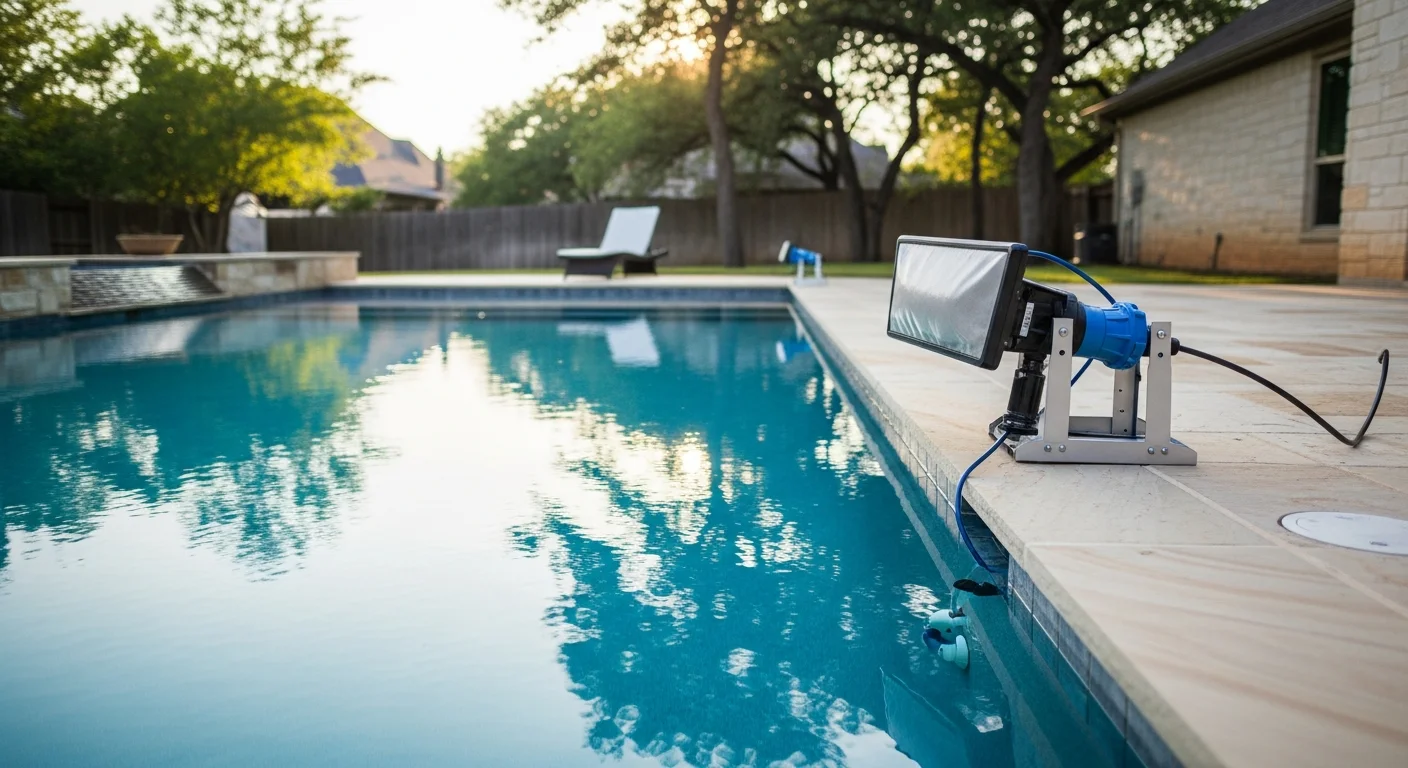 New residential pool construction with decking and landscaping