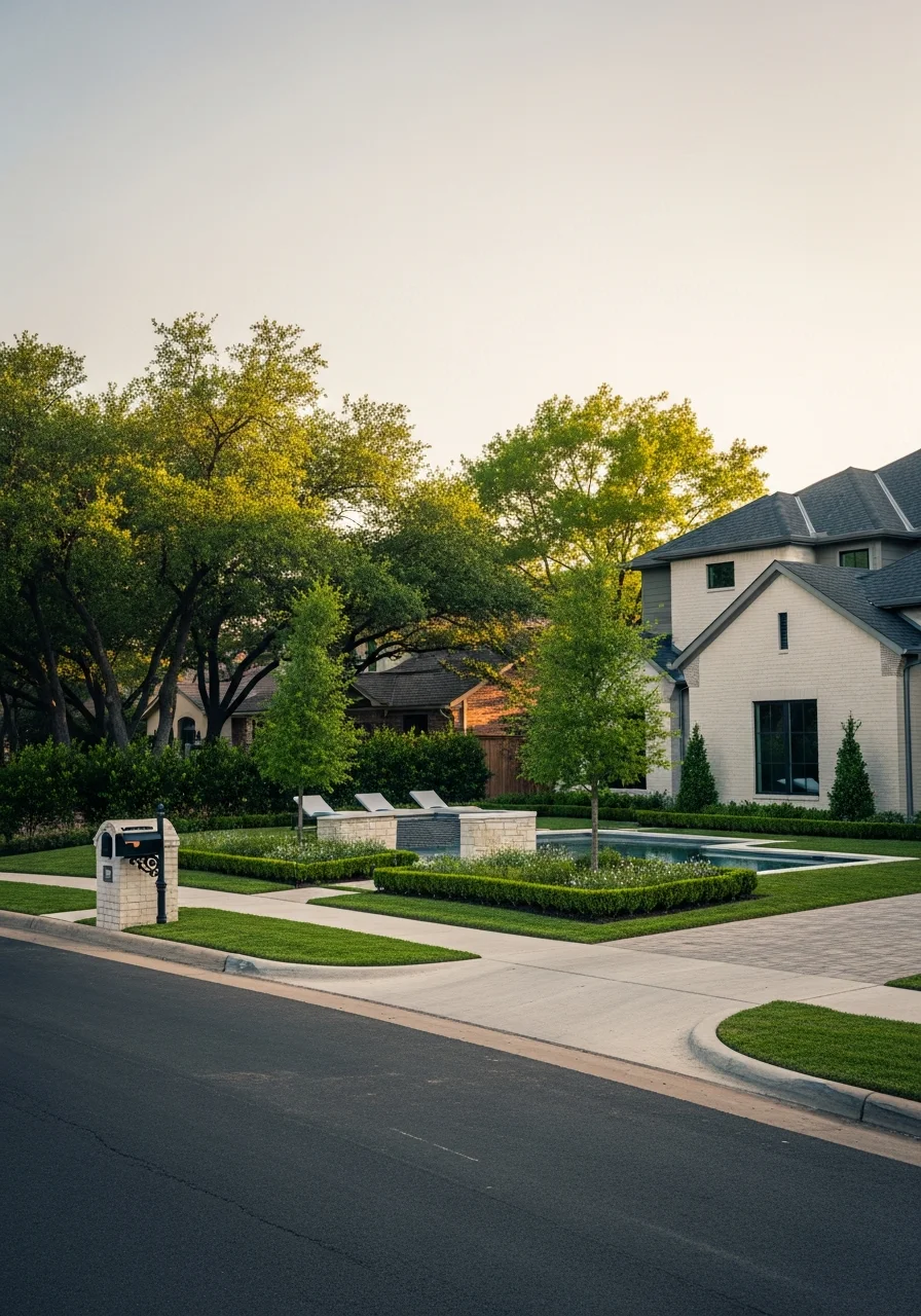 Allen home with modern architecture and professional landscaping.